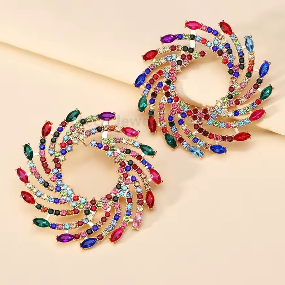 Anthropologe Colourful Multicolor Spiral Statement Earrings - Picture 4 of 12